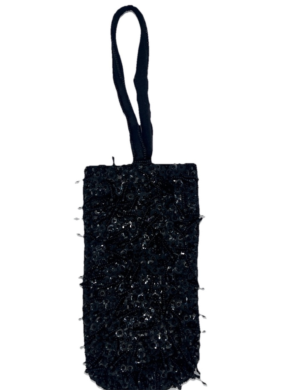 Vintage 1980’s  Handmade Sasha New York Black Beaded / Sequin Satin Evening Bag
